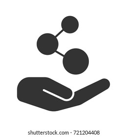 Open palms with network sign glyph icon. Secure internet connection. Silhouette symbol. Free internet access. Negative space. Vector isolated illustration