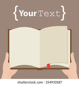 Open paper book in the hands