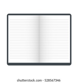 Open Paper Book Notebook Isolated Vector Illustration White Background 