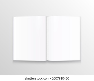 Open paper book with text art. Vector illustration