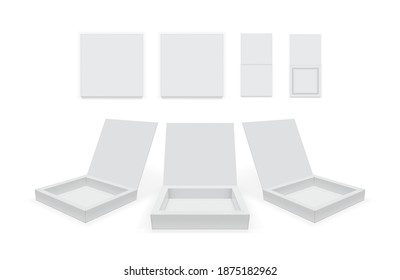 open paper box isolated on white background mock up vector