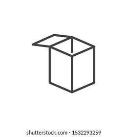Open paper box line icon. linear style sign for mobile concept and web design. Delivery box outline vector icon. Symbol, logo illustration. Vector graphics