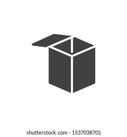 Open paper box vector icon. filled flat sign for mobile concept and web design. Delivery box glyph icon. Symbol, logo illustration. Vector graphics