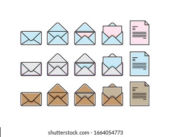 open paper in envelope steps symbol design