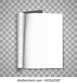 Open the paper journal, Paper Journal, Blank magazin transparent background, Page template design element, Vector illustration