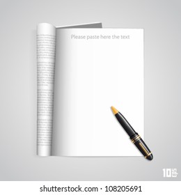 Open a paper journal with a pen