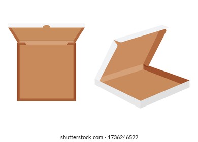 Abre una caja de pizza de papel sobre fondo blanco. 