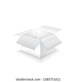 Open paper white box on white background, vector illustration