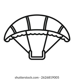 Open parachute is floating, representing extreme sports and adrenaline activities