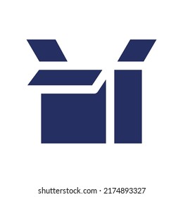 Open parcel black glyph ui icon. Package. Delivery and courier service. User interface design. Silhouette symbol on white space. Solid pictogram for web, mobile. Isolated vector illustration