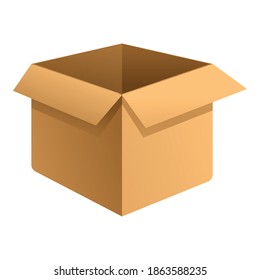 Open parcel box icon. Cartoon of open parcel box vector icon for web design isolated on white background