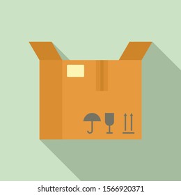 Open parcel box icon. Flat illustration of open parcel box vector icon for web design