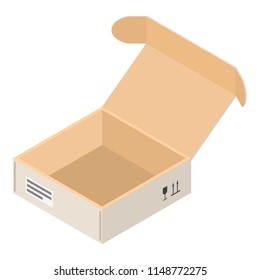Open parcel box icon. Isometric of open parcel box vector icon for web design isolated on white background