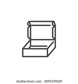 Öffnen Sie das Symbol für die Paketbox. lineares Stilzeichen für mobiles Konzept und Webdesign. Umrissfeld-Vektorsymbol. Symbol, Logo-Abbildung. Vektorgrafik