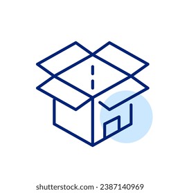 Open a parcel. Cardboard box in 3d. Container for shipping goods. Pixel perfect icon