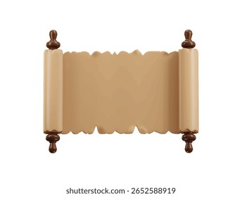 Open parchment scroll icon 3d render concept of old parchment scroll paper icon vector illustration