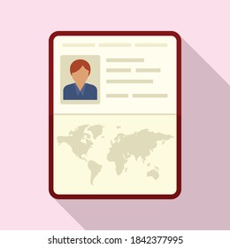 Open passport control icon. Flat illustration of open passport control vector icon for web design