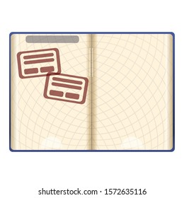 Open passport icon. Cartoon of open passport vector icon for web design isolated on white background