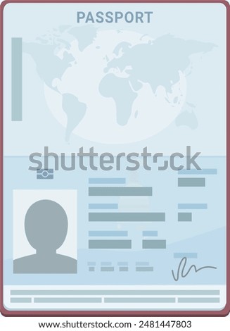 Open passport isolated in flat design style  (cut out)