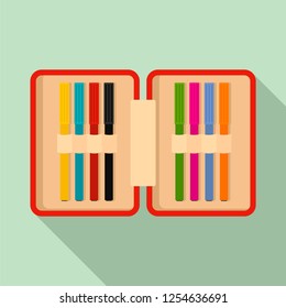 Open pencil box icon. Flat illustration of open pencil box vector icon for web design