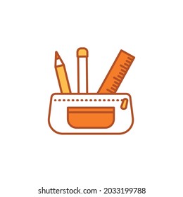 Open pencil case color line icon. Stationery concept. School supplies. Sign for web page, mobile app, banner, social media. Editable stroke.