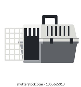 open pet carrier flat illustration on white