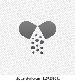 Open pill icon. On grid background