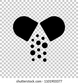 Open pill icon. On transparent background.