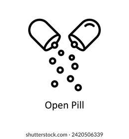 Open Pill vector outline icon style illustration. EPS 10 File