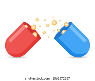 Open pills open capsule illustration vector