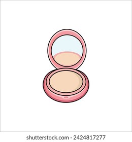 Open pink compact powder with mirror, perfect for beauty touch-ups and smooth coverage.