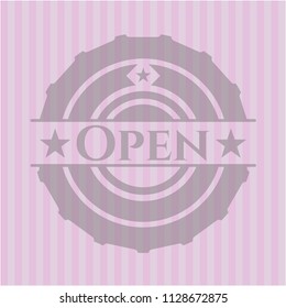 Open pink emblem. Retro