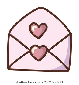 Open Pink Envelope with Hearts, A pink envelope opened to reveal floating hearts, perfect for romantic messages, love letters, invitations, and Valentine's Day designs