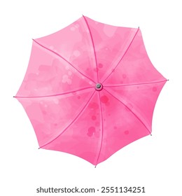 Open pink umbrella.  Vector watercolor illustration of parasol