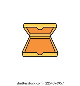 Open pizza box filled color icon. linear style sign for mobile concept and web design. Cardvoard Box for Pizza