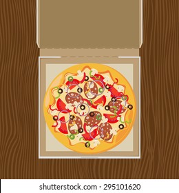 Open pizza box. Flat style design - vector