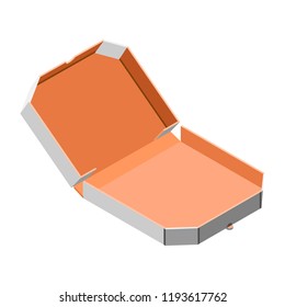 Open pizza box icon. Isometric of open pizza box vector icon for web design isolated on white background