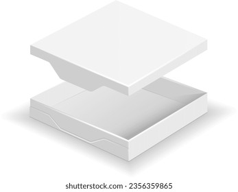 Open pizza box mockup. Blank cardboard container