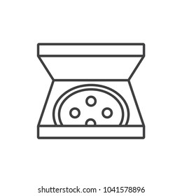 Open pizza delivery box line icon.