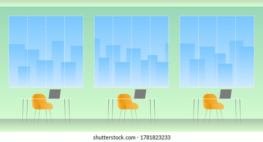 Offenes Planungsbüro. Minimalistisches Design. Vektorgrafik.