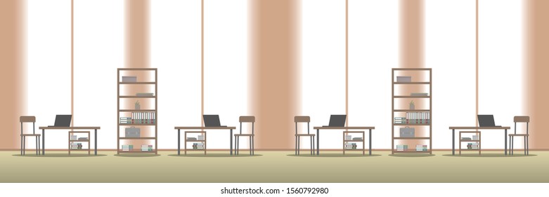 Open plan office. Vector illustration.