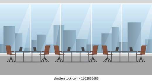 Open plan office. Vector illustration.