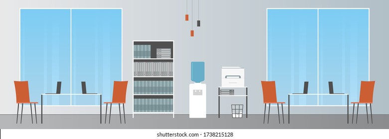 Open plan office. Vector illustration.