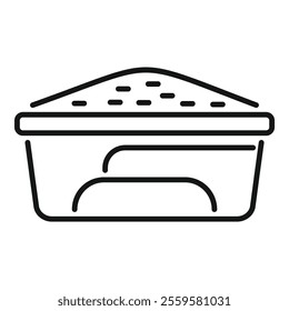 Open plastic container full of soil for planting seeds, isolated on a white background