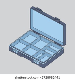 Open Plastic Toolbox Organizer with Compartments Illustration