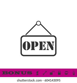 Open plate icon flat. Black pictogram on white background. Vector illustration symbol and bonus button