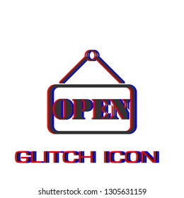 Open plate icon flat. Simple pictogram - Glitch effect. Vector illustration symbol