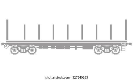 Open platform Railway freight car - Vector railcar