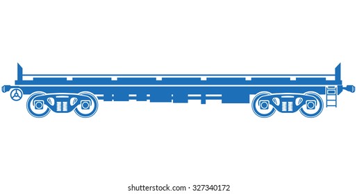 Open platform Railway freight car - Vector railcar