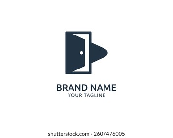 Open play logo design, door and play button